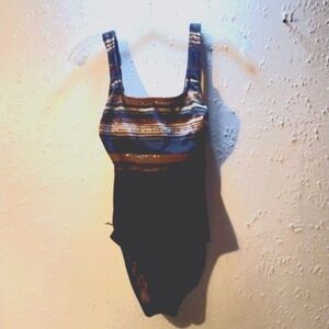 One piece, cross back, bathing suit